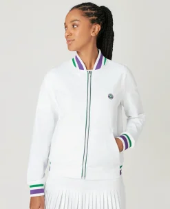 Wimbledon Womens Full Zip Jacket - White-Women Sweatshirts & Hoodies|Jackets & Coats