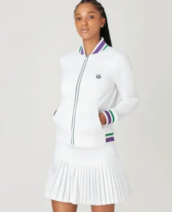 Wimbledon Womens Full Zip Jacket - White-Women Sweatshirts & Hoodies|Jackets & Coats