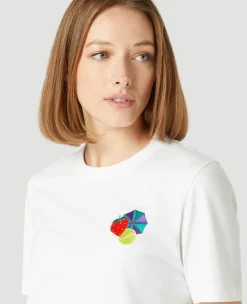 Wimbledon Womens Icon Patch T-Shirt - White-Women Tops & T-Shirts
