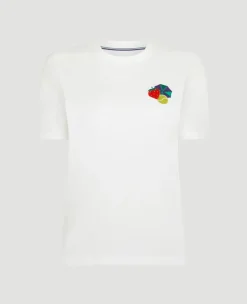 Wimbledon Womens Icon Patch T-Shirt - White-Women Tops & T-Shirts