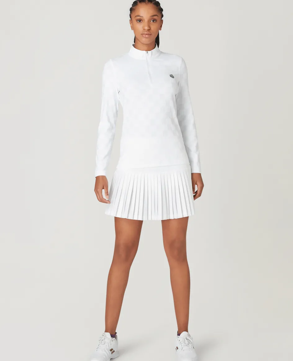 Wimbledon Womens Jacquard 1/4 Zip Top - White-Women Sweatshirts & Hoodies|Sweatshirts & Hoodies