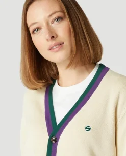 Wimbledon Womens Knit Cardigan - Cream-Women Knitwear
