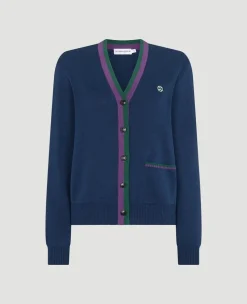 Wimbledon Womens Knit Cardigan - Navy-Women Knitwear