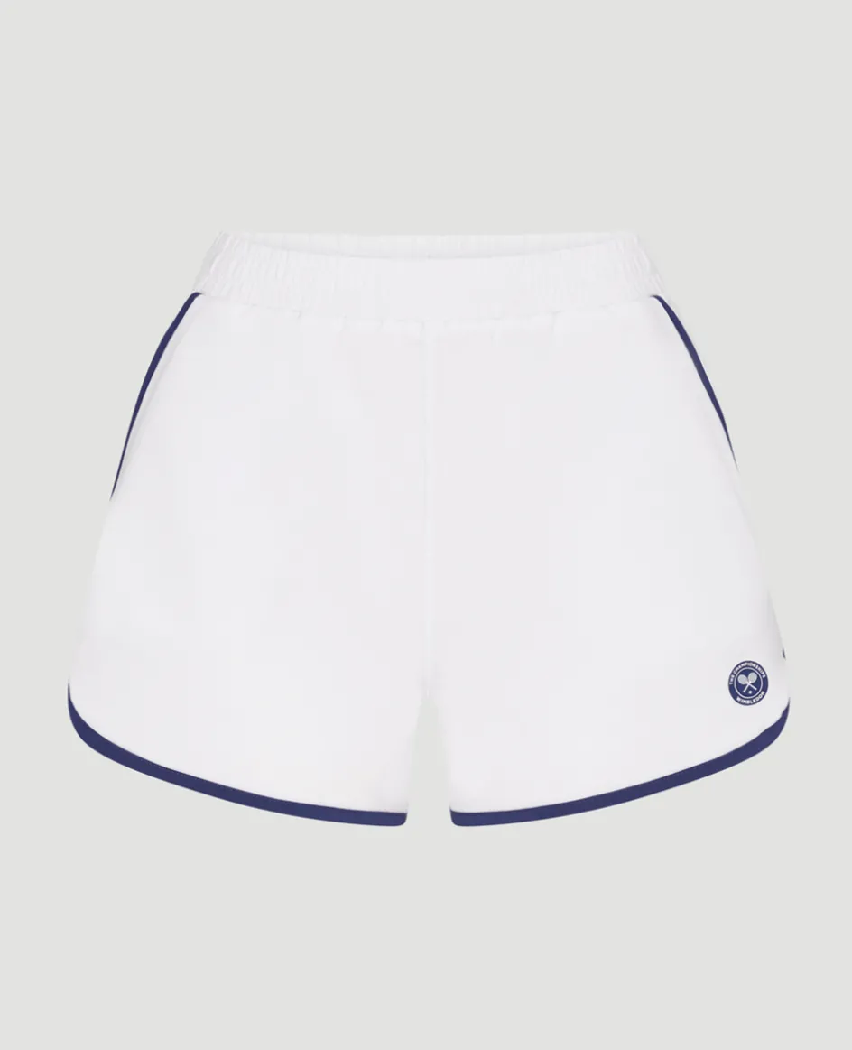 Wimbledon Womens Layered Shorts - White & Navy-Women Trousers & Shorts|Trousers & Shorts