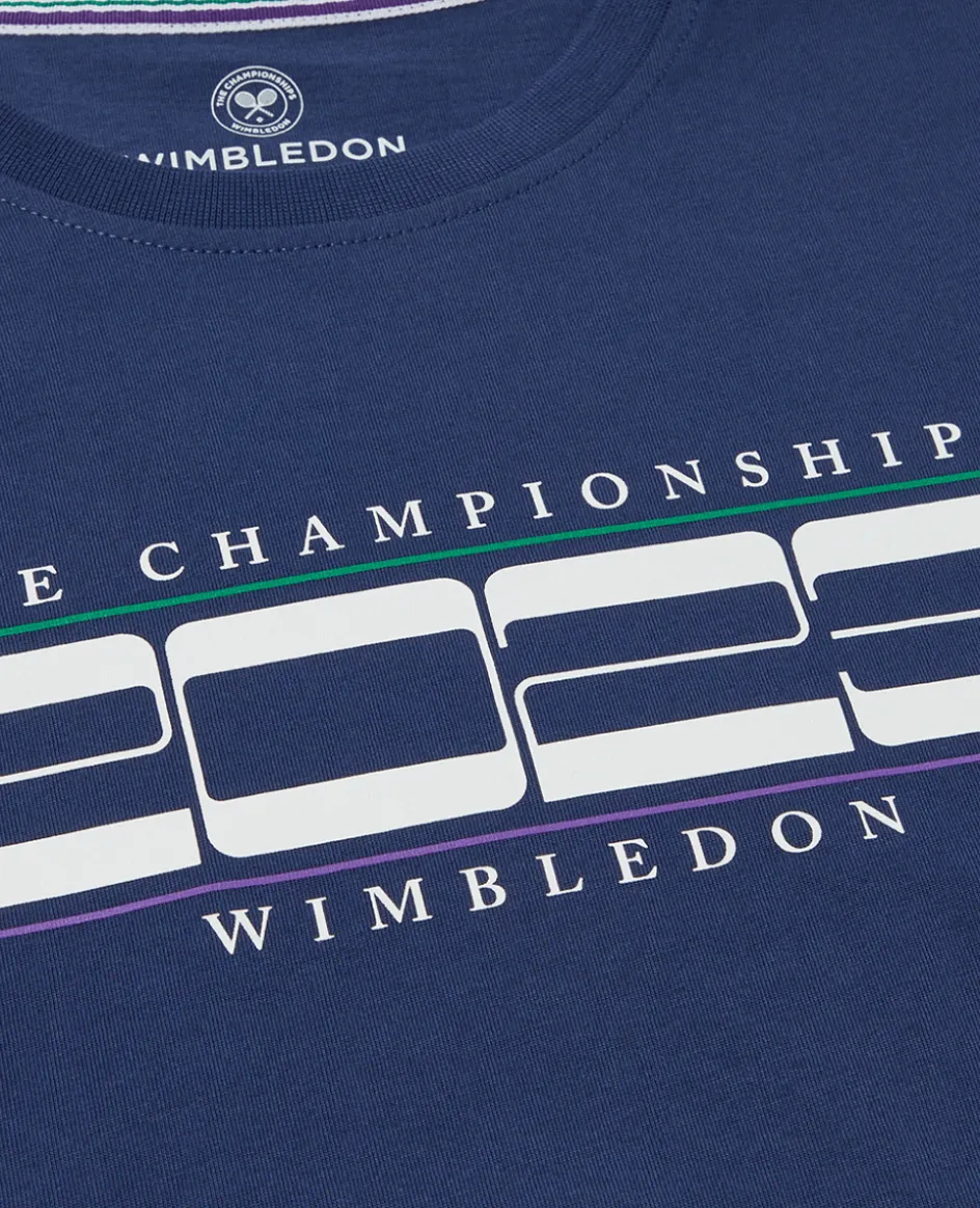 Wimbledon Women's Linear 2023 T-Shirt - Navy-Women Tops & T-Shirts