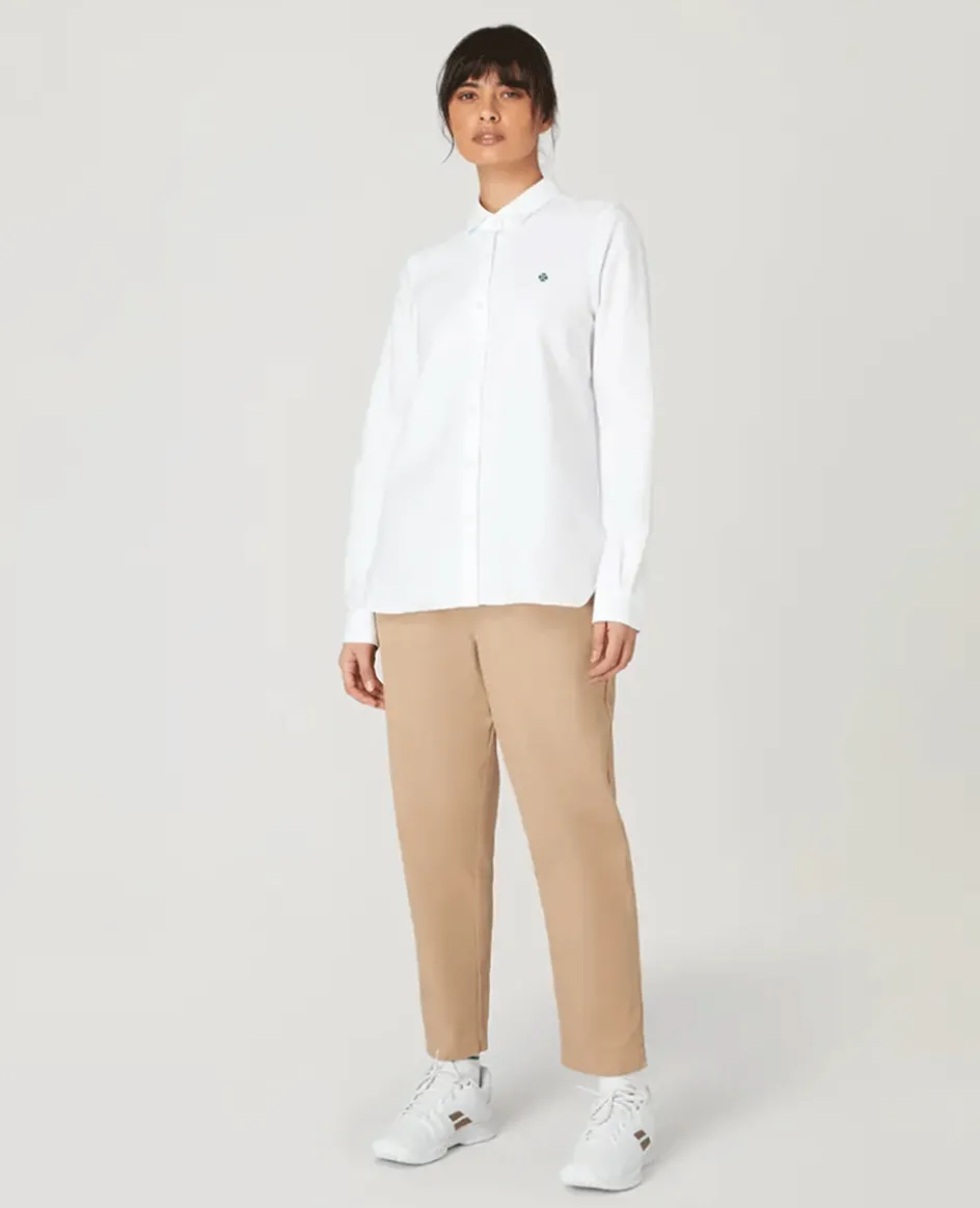 Wimbledon Womens Oxford Shirt - White-Women Tops & T-Shirts