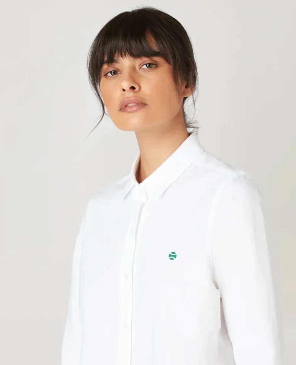 Wimbledon Womens Oxford Shirt - White-Women Tops & T-Shirts