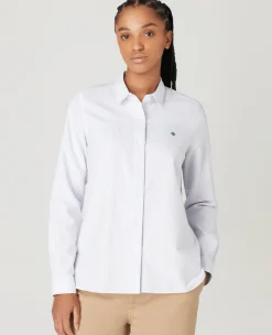 Wimbledon Womens Oxford Stripe Shirt - Lilac-Women Tops & T-Shirts