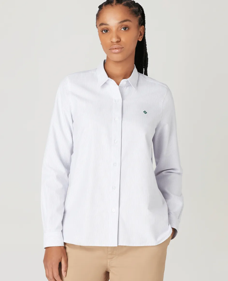 Wimbledon Womens Oxford Stripe Shirt - Lilac-Women Tops & T-Shirts