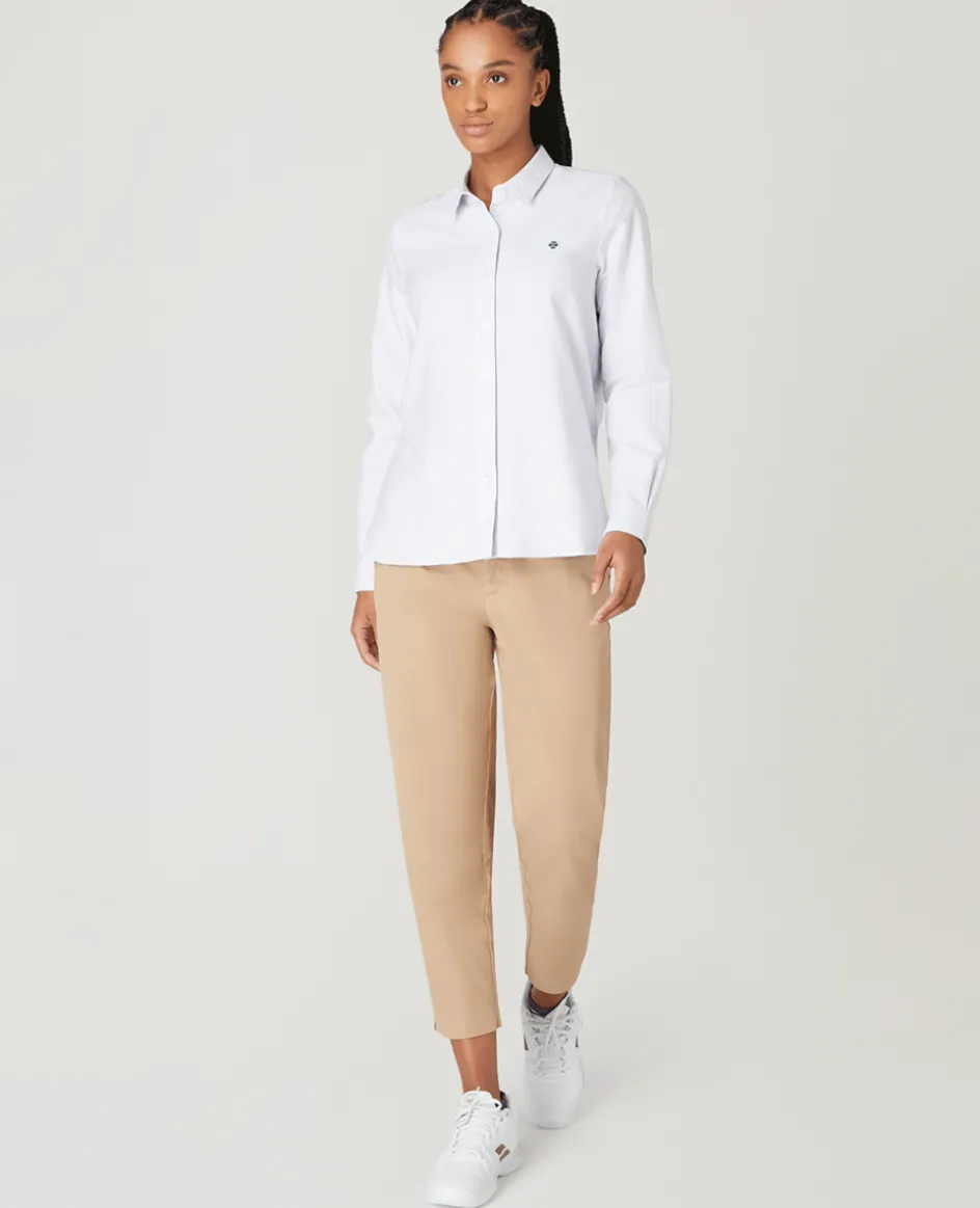 Wimbledon Womens Oxford Stripe Shirt - Lilac-Women Tops & T-Shirts