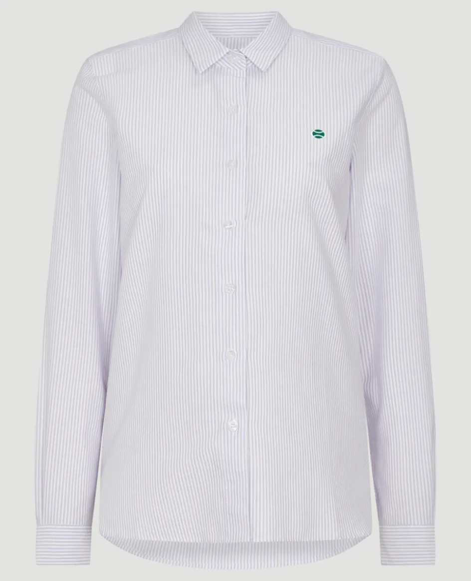 Wimbledon Womens Oxford Stripe Shirt - Lilac-Women Tops & T-Shirts