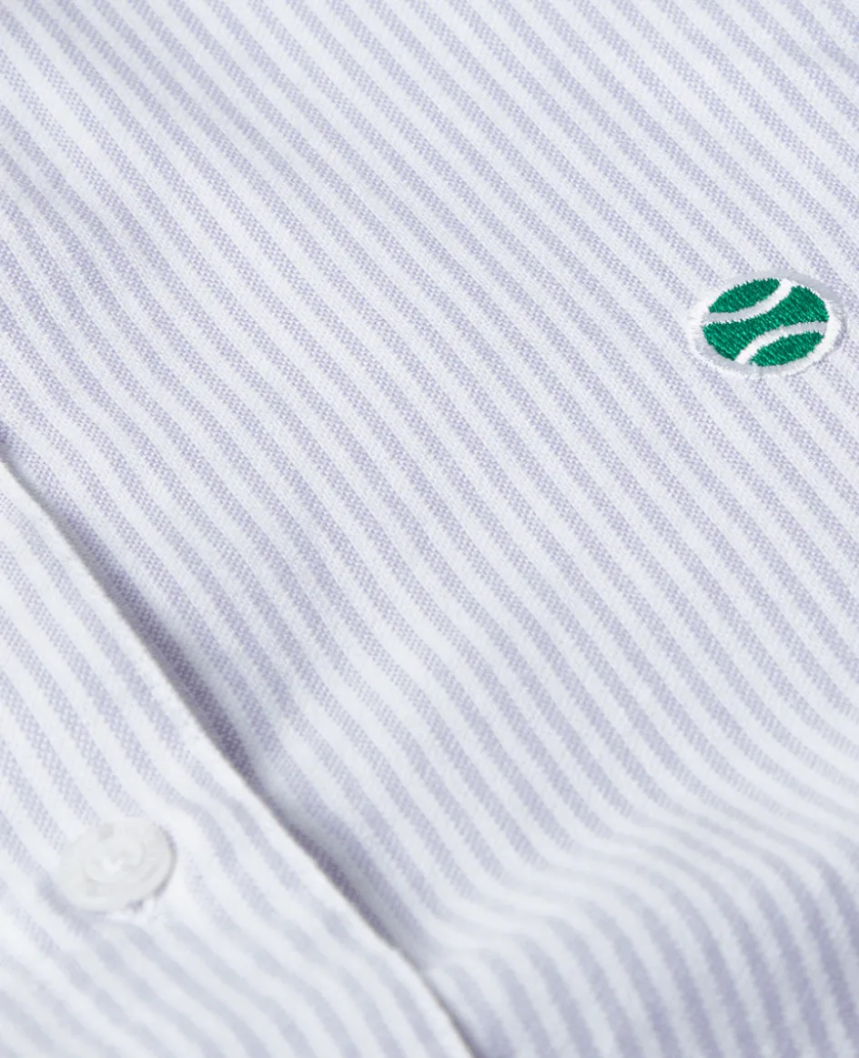 Wimbledon Womens Oxford Stripe Shirt - Lilac-Women Tops & T-Shirts