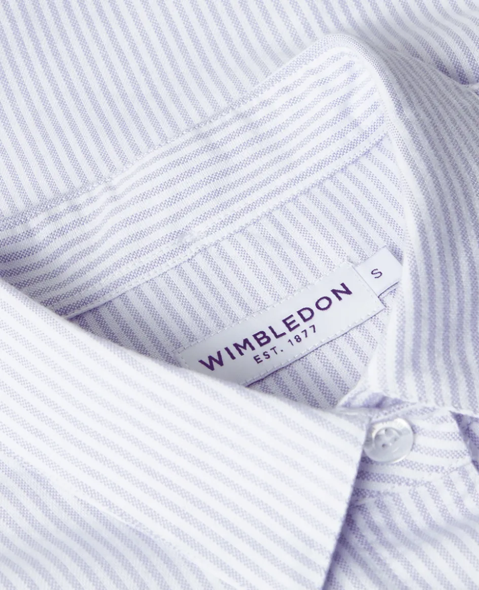 Wimbledon Womens Oxford Stripe Shirt - Lilac-Women Tops & T-Shirts