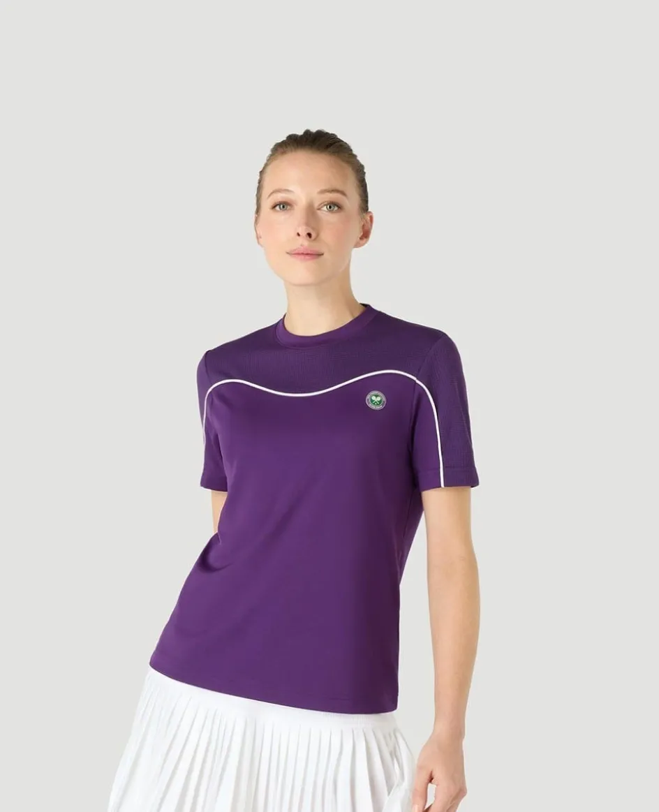 Wimbledon Womens Performance Curve T-Shirt - Purple-Women Tops & T-Shirts|Tops & T-Shirts
