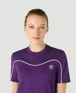 Wimbledon Womens Performance Curve T-Shirt - Purple-Women Tops & T-Shirts|Tops & T-Shirts
