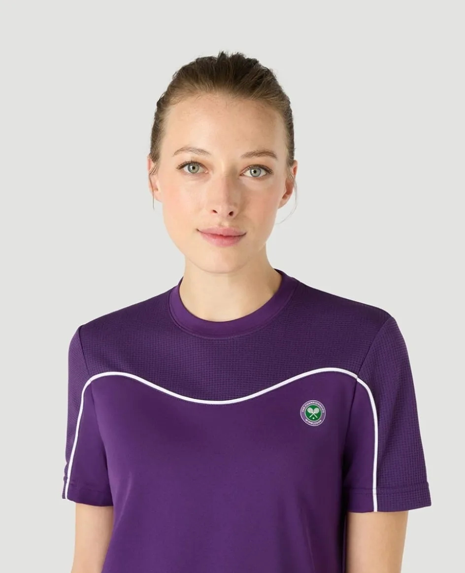Wimbledon Womens Performance Curve T-Shirt - Purple-Women Tops & T-Shirts|Tops & T-Shirts
