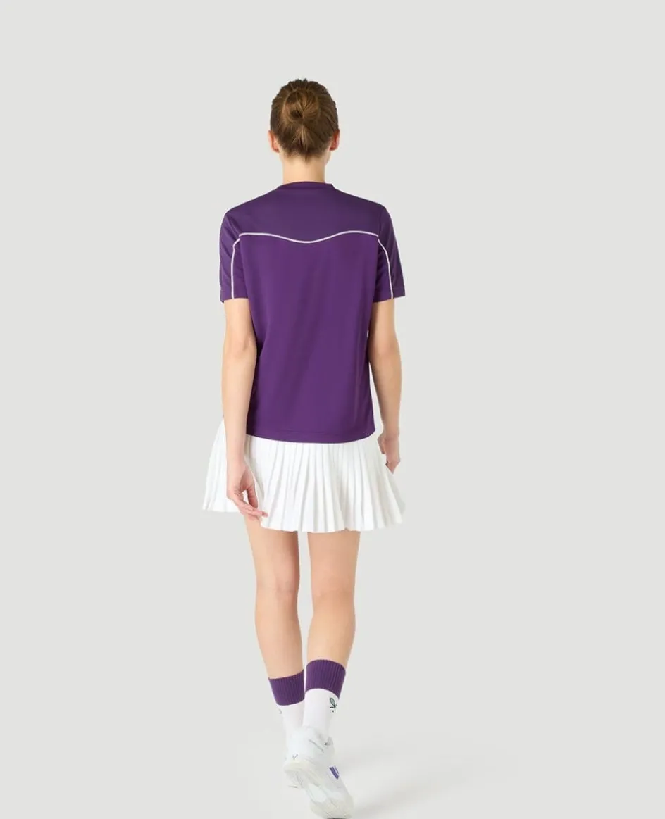 Wimbledon Womens Performance Curve T-Shirt - Purple-Women Tops & T-Shirts|Tops & T-Shirts