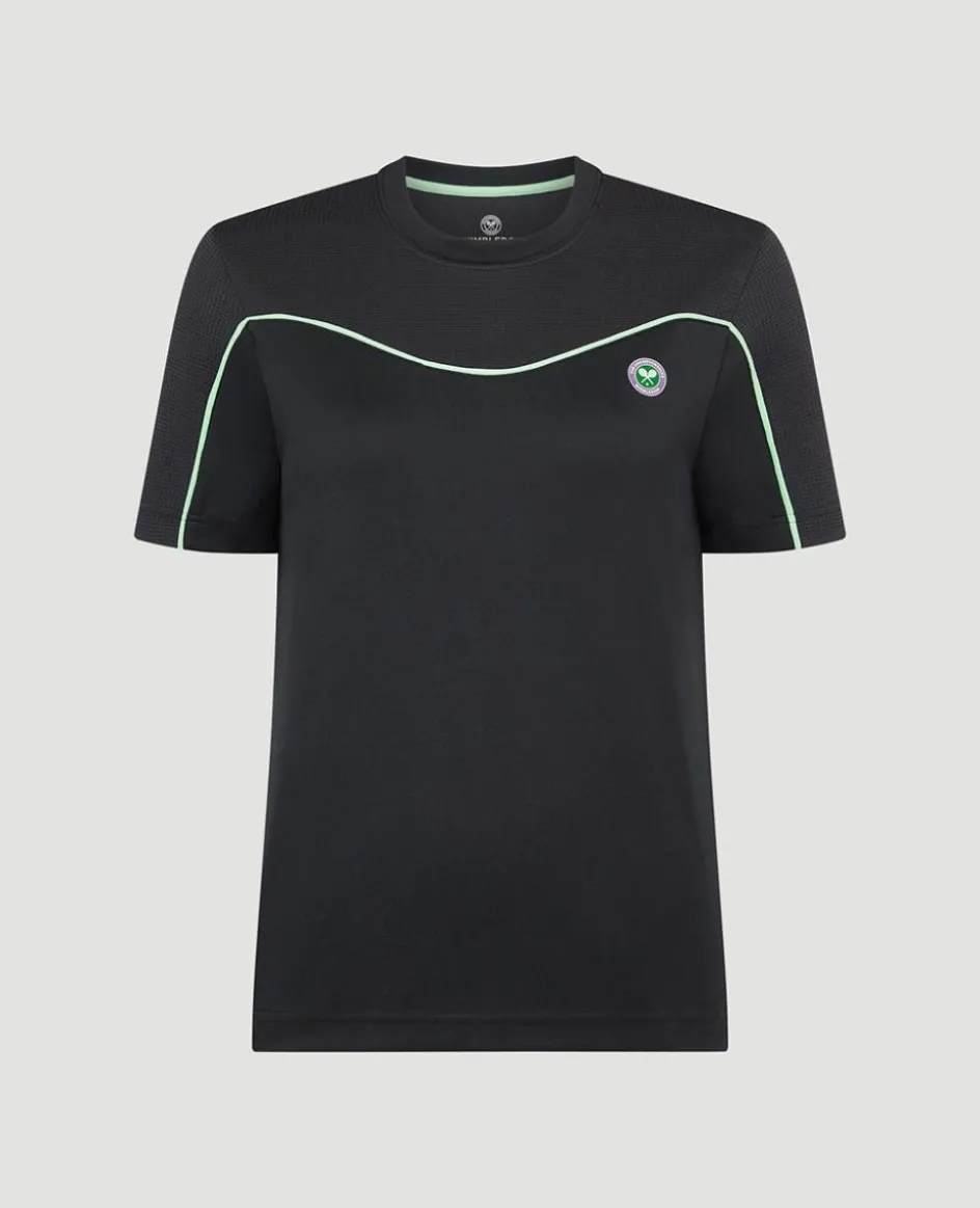 Wimbledon Womens Performance Curve T-Shirt - Green-Women Tops & T-Shirts|Tops & T-Shirts