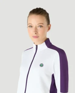 Wimbledon Womens Performance Panel Full Zip - White-Women Sweatshirts & Hoodies|Jackets & Coats