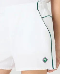 Wimbledon Womens Performance Piping Shorts - White-Women Trousers & Shorts|Trousers & Shorts