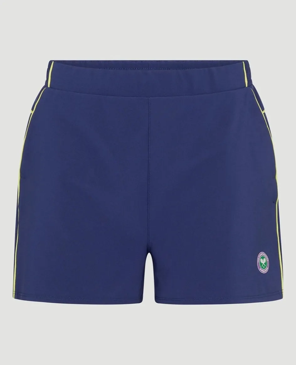 Wimbledon Womens Performance Piping Shorts - Navy-Women Trousers & Shorts|Trousers & Shorts