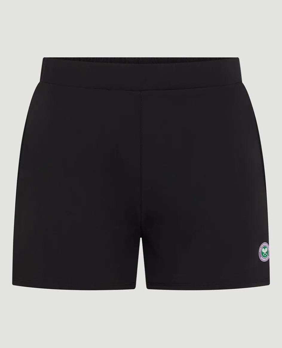 Wimbledon Womens Performance Piping Shorts - Black-Women Trousers & Shorts|Trousers & Shorts