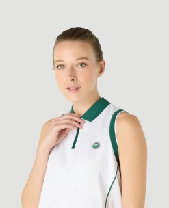 Wimbledon Womens Performance Sleeveless Polo - White-Women Tops & T-Shirts|Tops & T-Shirts