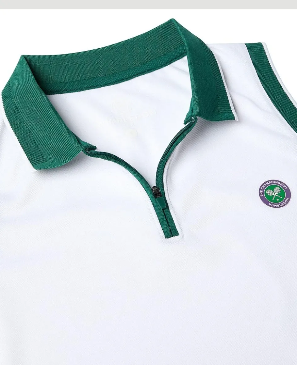 Wimbledon Womens Performance Sleeveless Polo - White-Women Tops & T-Shirts|Tops & T-Shirts
