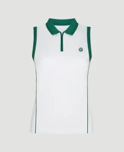 Wimbledon Womens Performance Sleeveless Polo - White-Women Tops & T-Shirts|Tops & T-Shirts