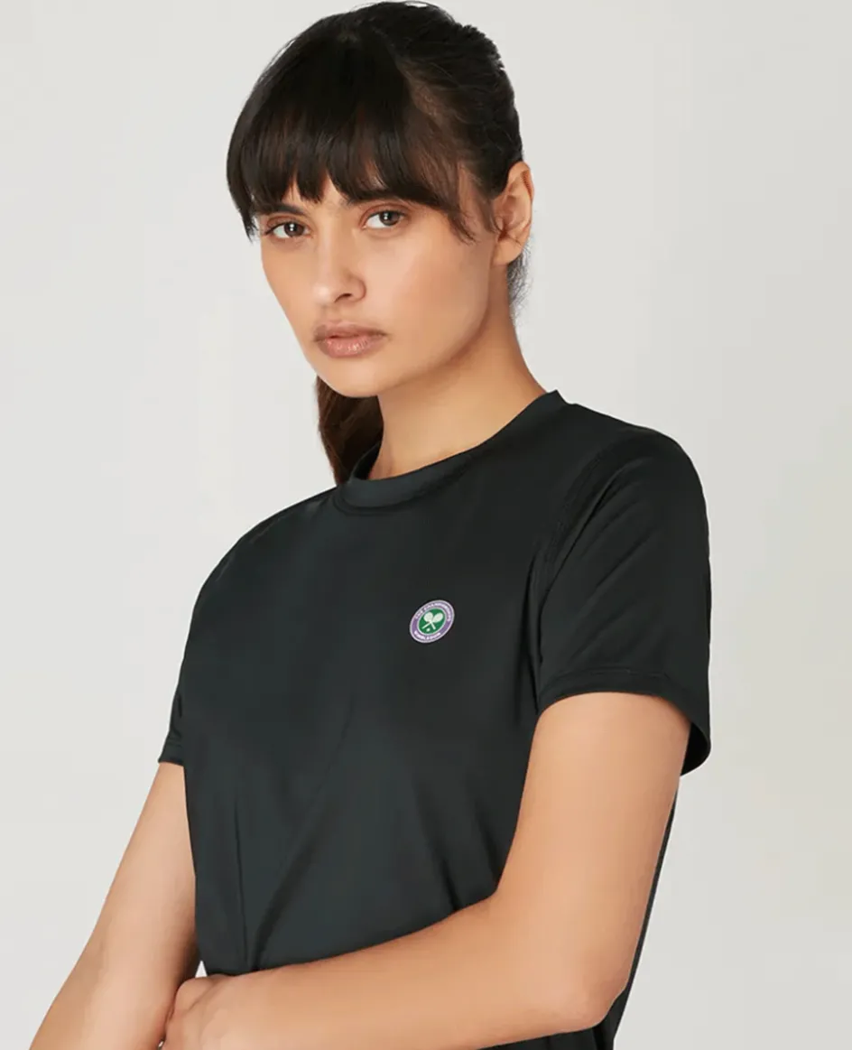 Wimbledon Womens Performance T-Shirt - Black-Women Tops & T-Shirts|Tops & T-Shirts