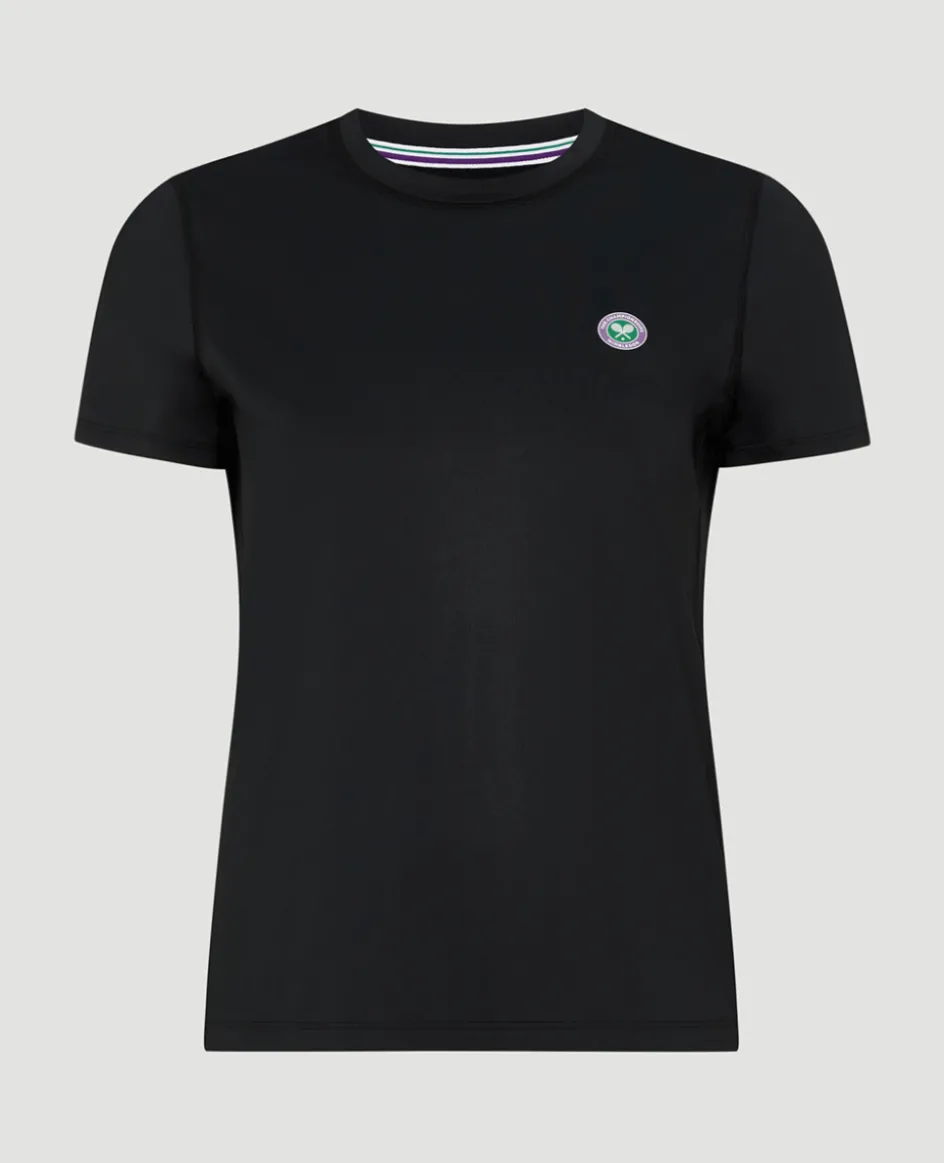 Wimbledon Womens Performance T-Shirt - Black-Women Tops & T-Shirts|Tops & T-Shirts