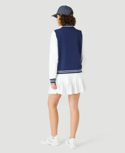 Wimbledon Womens Performance Varsity Jacket - Navy & White-Women Jackets & Coats