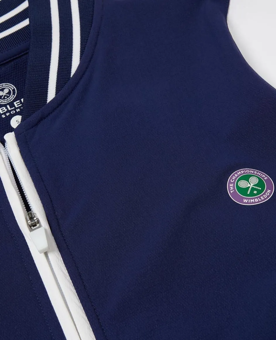 Wimbledon Womens Performance Varsity Jacket - Navy & White-Women Jackets & Coats