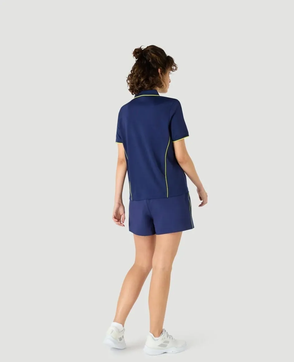 Wimbledon Womens Performance Zip Polo - Navy-Women Tops & T-Shirts|Tops & T-Shirts