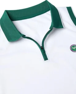 Wimbledon Womens Performance Zip Polo - White-Women Tops & T-Shirts|Tops & T-Shirts