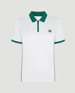 Wimbledon Womens Performance Zip Polo - White-Women Tops & T-Shirts|Tops & T-Shirts