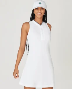 Wimbledon Womens Rouched Performance Dress - White-Women Dresses & Skorts|Dresses & Skirts