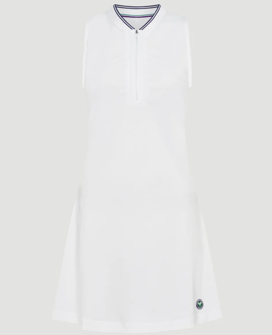 Wimbledon Womens Rouched Performance Dress - White-Women Dresses & Skorts|Dresses & Skirts