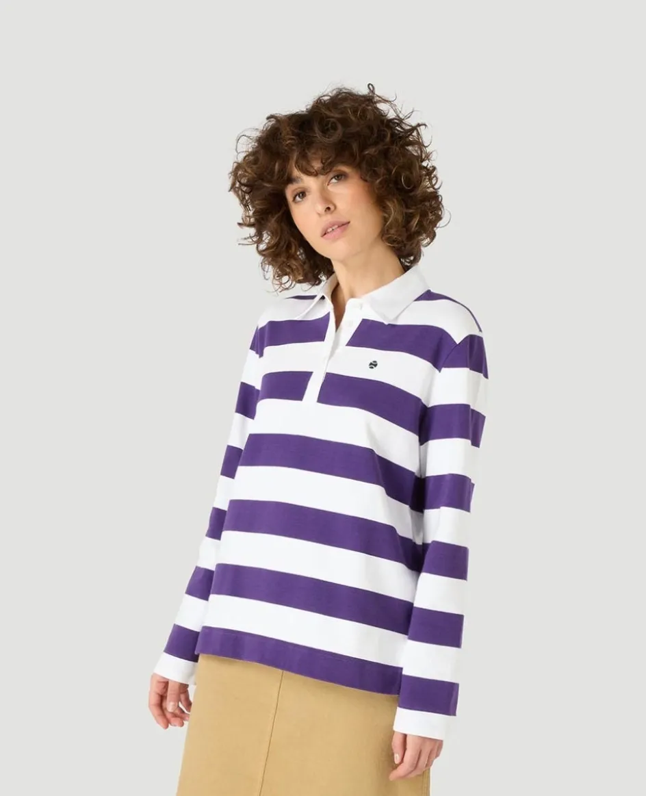 Wimbledon Womens Rugby Top - White & Purple-Women Tops & T-Shirts