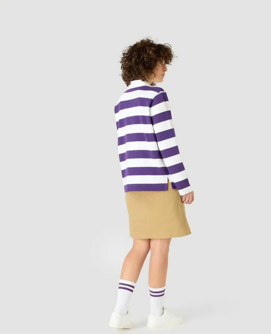 Wimbledon Womens Rugby Top - White & Purple-Women Tops & T-Shirts