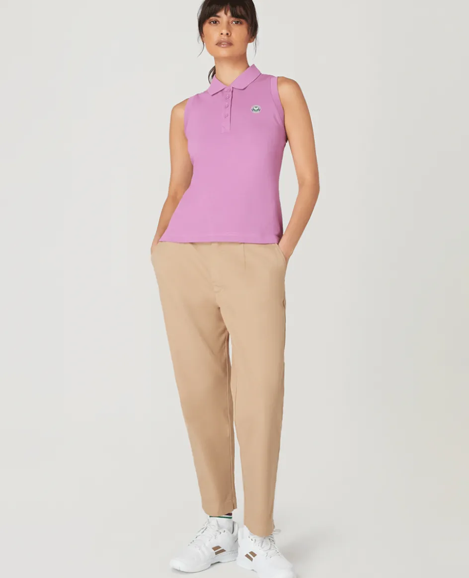 Wimbledon Womens Sleeveless Pique Polo - Purple-Women Tops & T-Shirts