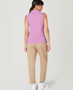 Wimbledon Womens Sleeveless Pique Polo - Purple-Women Tops & T-Shirts