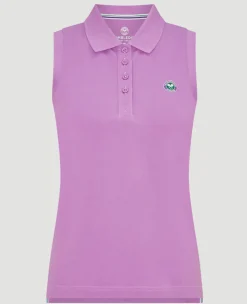 Wimbledon Womens Sleeveless Pique Polo - Purple-Women Tops & T-Shirts