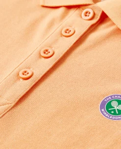 Wimbledon Womens Sleeveless Pique Polo - Orange-Women Tops & T-Shirts