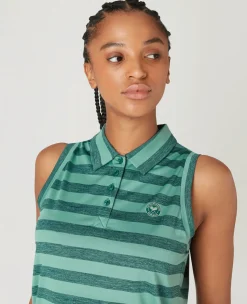 Wimbledon Womens Sleeveless Polo - Green-Women Tops & T-Shirts