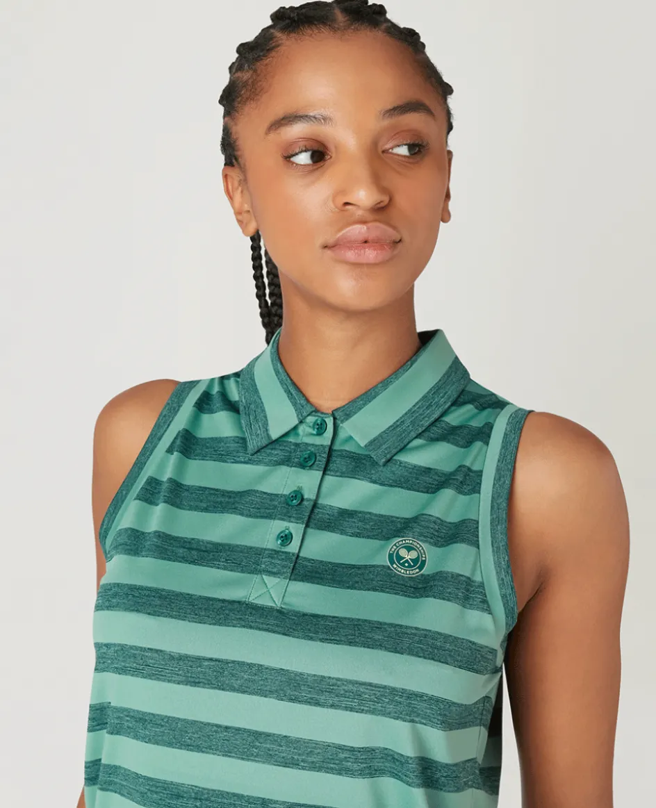 Wimbledon Womens Sleeveless Polo - Green-Women Tops & T-Shirts