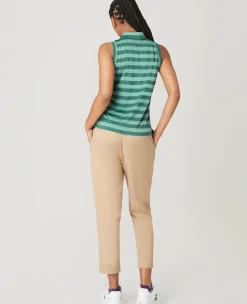 Wimbledon Womens Sleeveless Polo - Green-Women Tops & T-Shirts
