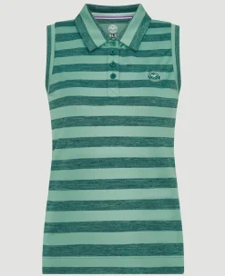 Wimbledon Womens Sleeveless Polo - Green-Women Tops & T-Shirts