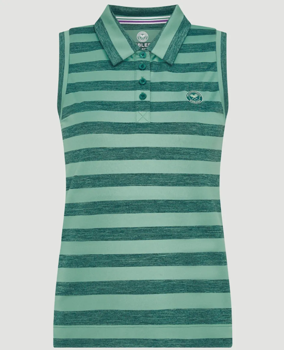 Wimbledon Womens Sleeveless Polo - Green-Women Tops & T-Shirts
