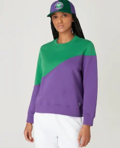 Wimbledon Womens Tennis Sweatshirt - Green & Purple-Women Sweatshirts & Hoodies